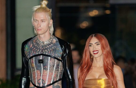 Megan Fox's Gold High-Slit Dress Highlights Her New Hair Color