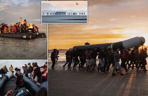 Migrants carrying their 'death trap' boats set off for British waters