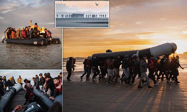 Migrants carrying their 'death trap' boats set off for British waters