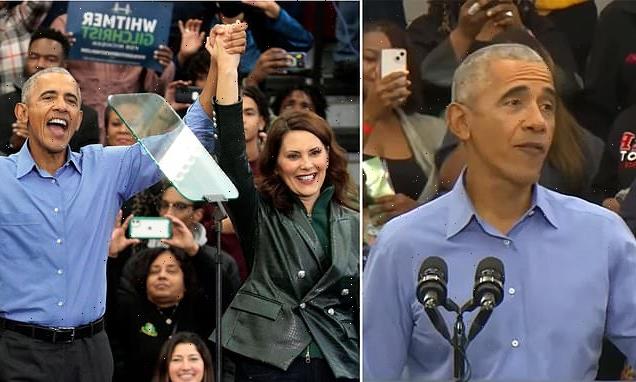 Moment Obama scolds heckler while speaking at rally ahead of midterms