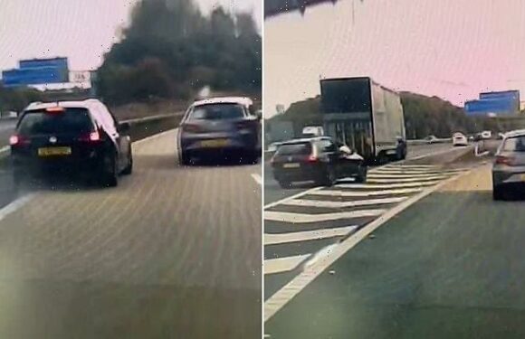 Moment driver makes last-minute swerve towards M60 off-ramp