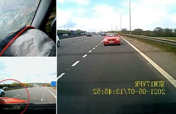 Moment impatient Mercedes motorist rams learner driver off M1