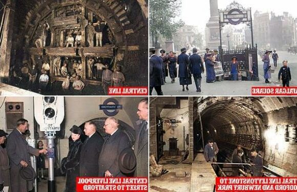 Newly colourised images show London Underground tunnels being built