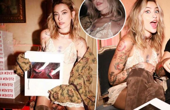 Paris Jackson flashes nipple piercing in lace dress at Paris Fashion Week