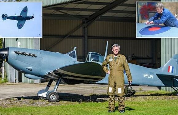 Pilot to take to the skies in a replica Spitfire he built in his barn