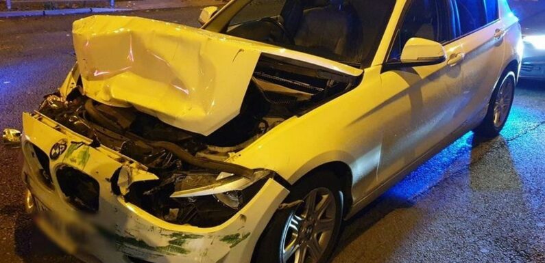Police ‘lost for words’ as woman tries to drive smashed up BMW home after crash