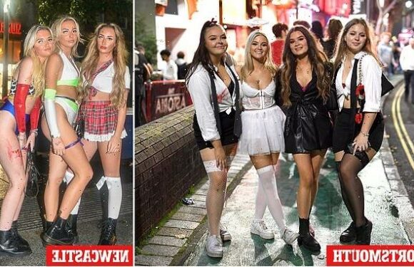 Revellers paint the town red during spooktacular Halloween booze-up