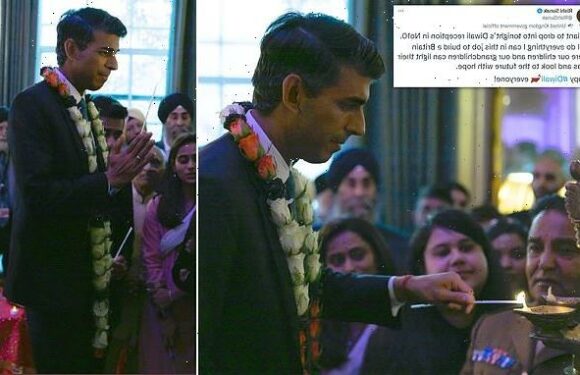 Rishi celebrates Diwali as the new Hindu PM drops into No10 reception