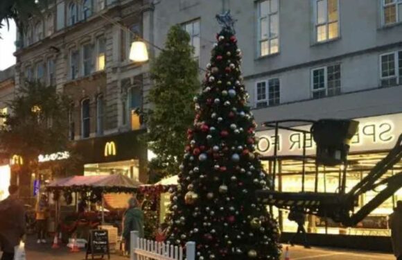 Shoppers left baffled as huge Christmas tree is put up on busy London street – three months early | The Sun