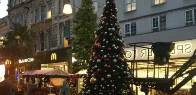Shoppers left baffled as huge Christmas tree is put up on busy London street – three months early | The Sun