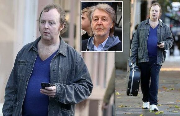 Sir Paul McCartney's lookalike son James, 45, cuts a casual figure