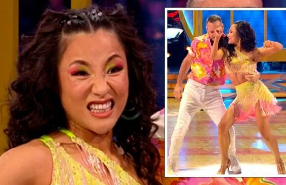 Strictlys Nancy Xu suffers wardrobe malfunction in sizzling Salsa