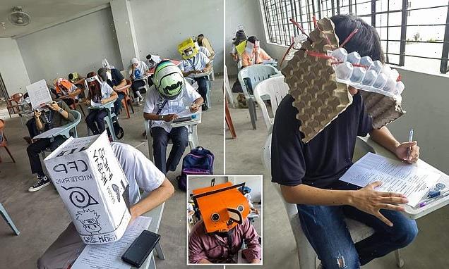 Students wear 'anti-cheating' during exams in Philippines