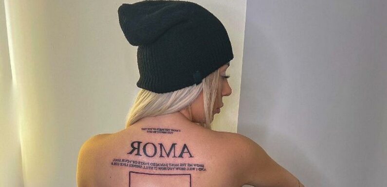 TOWIE star Demi Sims unveils new gigantic back tattoo in topless pics