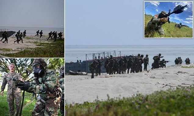 US, Philippine and South Korean marines practice storming beaches