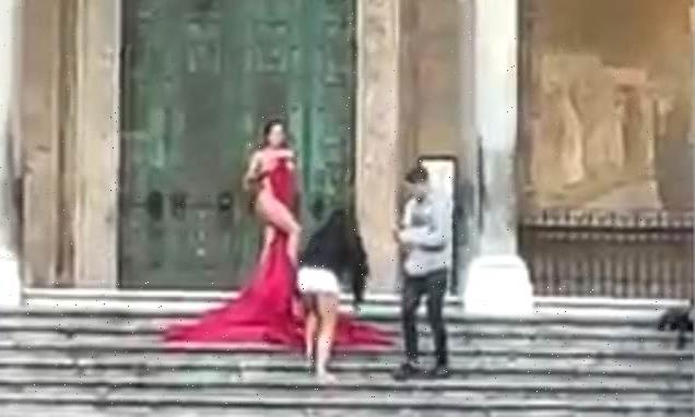 Woman sparks anger in Italy by posing naked in front of cathedral