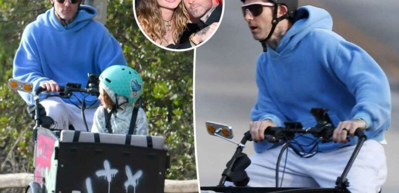 Adam Levine takes daughter for a bike ride after scandal