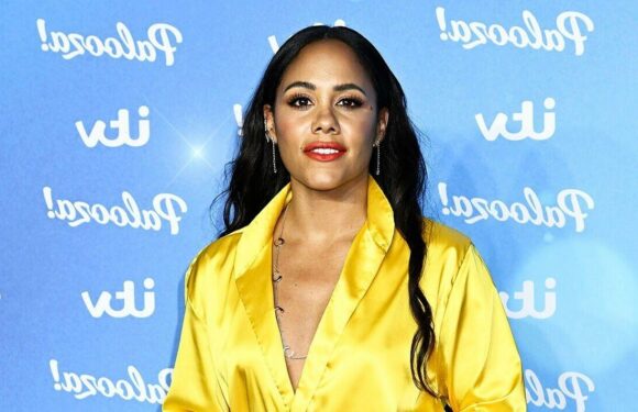 Alex Scott goes for gold in sexy silk dress at ITV Palooza