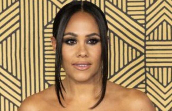 Alex Scott makes dramatic entrance in sparkly disco ball jumpsuit