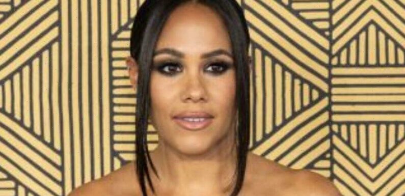 Alex Scott makes dramatic entrance in sparkly disco ball jumpsuit