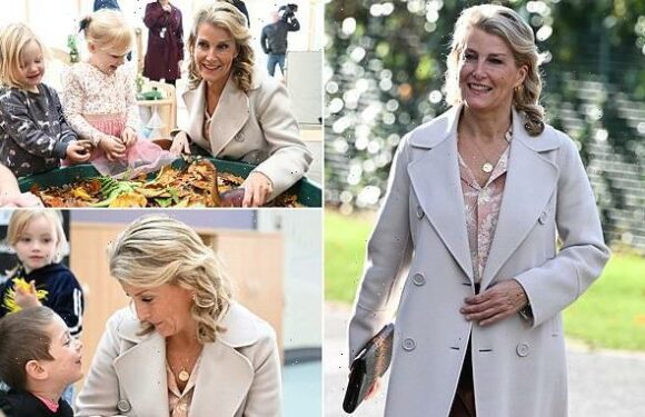 Countess of Wessex looks elegant in a longline cream coat in Forfar