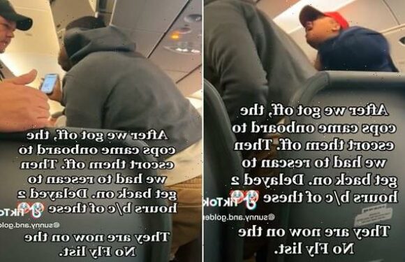 Couple scream 'we're tired' at cabin crew and refuse to leave seats
