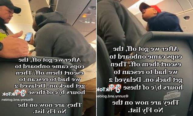 Couple scream 'we're tired' at cabin crew and refuse to leave seats