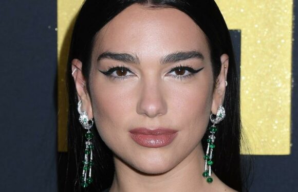 Dua Lipa Wears a Silk One-Shoulder Gown and Spandex Opera Gloves