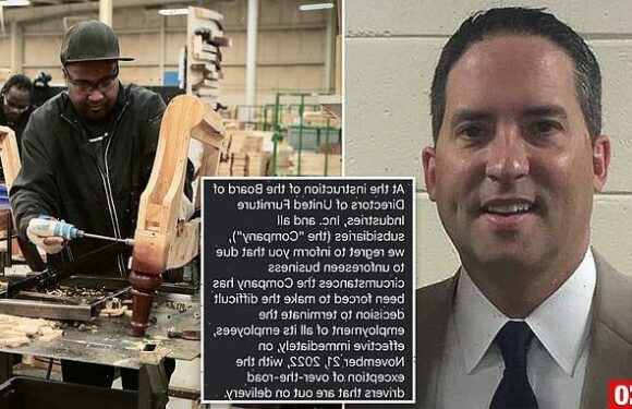 Furniture manufacturer fires all staff by texts and emails overnight