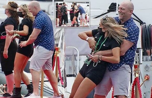 I'm A Celebrity's Mike Tindall playfully tackles blonde crew member