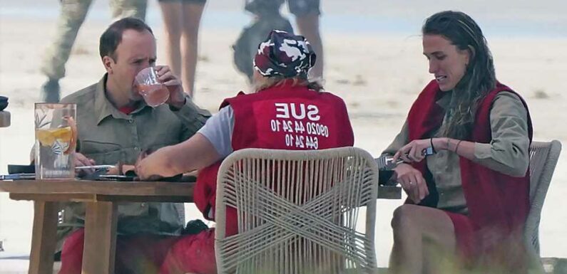 I'm A Celeb's Matt Hancock, Jill Scott and Sue Cleaver enjoy surf and turf BBQ on the beach after winning task | The Sun