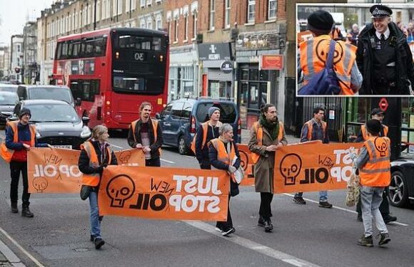 Just Stop Oil joke with officers as they get police escort at protest