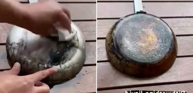 Man shares simple way he gets grim pans covered in baked-on burns sparkling like new and it’s blowing people’s minds | The Sun
