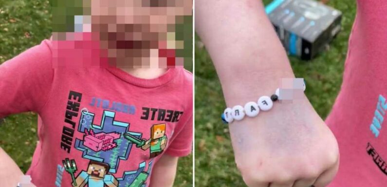 Mum left in hysterics after son proudly shows off his 'comfort' bracelet – including a very unfortunate spelling error | The Sun