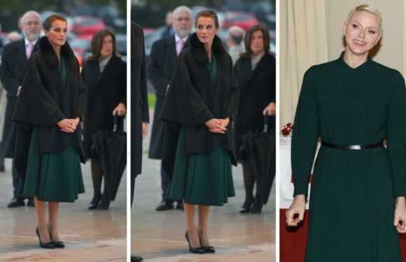 Queen Letizia and Princess Charlene wow in nearly identical dresses