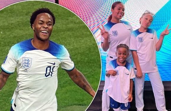 Raheem Sterling's fiancée celebrates after England's World Cup win