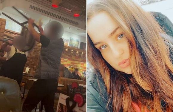 Shocking moment customers battle each other with CHAIRS at Nando's
