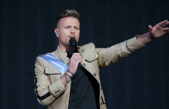 Westlife singer Nicky Byrne says hes battered and bruised after falling off stage