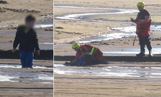 Woman and two children are rescued from quicksand on a Somerset beach