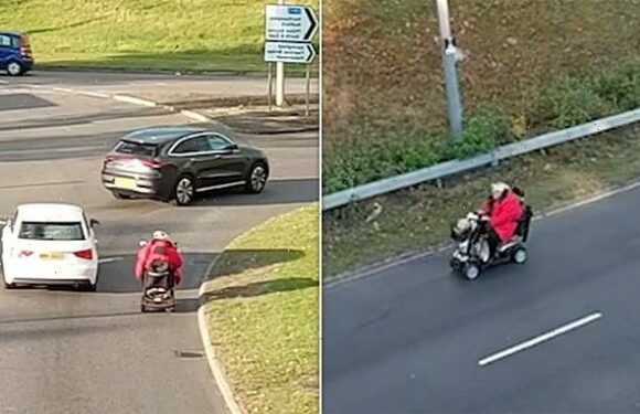 Woman travels along Milton Keynes dual carriageway on mobility scooter