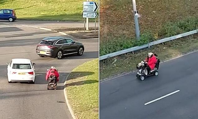 Woman travels along Milton Keynes dual carriageway on mobility scooter