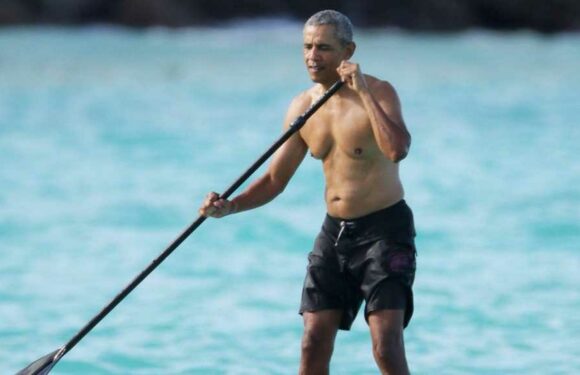 Barack Obama Paddleboarding Shirtless in Hawaii
