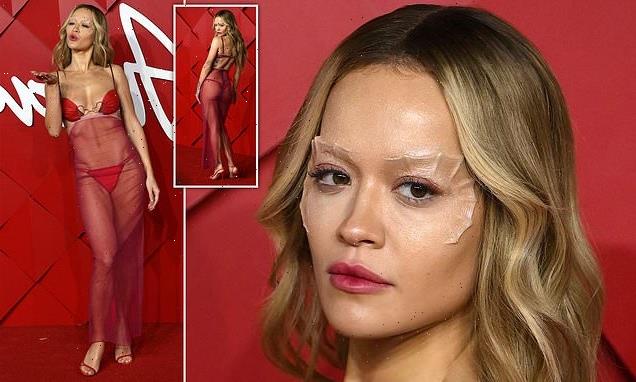 British Fashion Awards: Rita Ora wows in sheer gown and webbed make-up