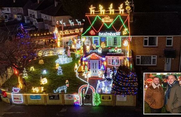 Brothers set up dazzling Christmas lights display for charity