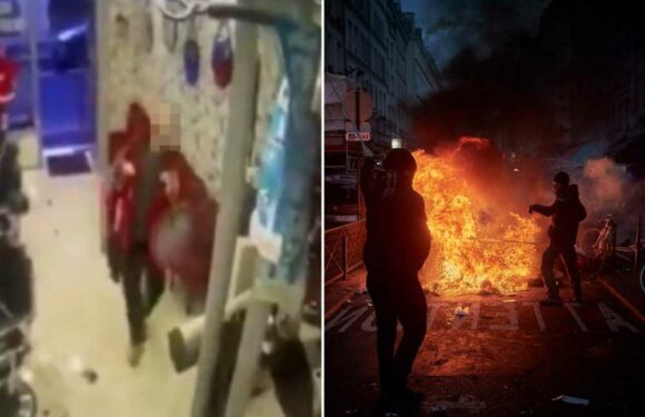 Chilling moment 'racist gunman' stumbles into hair salon after attack that left three dead and sparked riots in Paris | The Sun