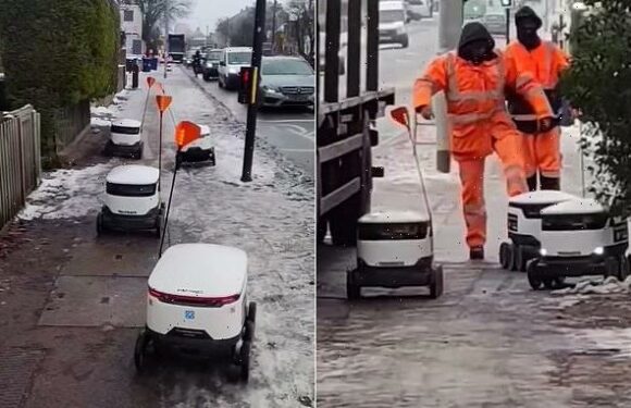 Construction worker filmed KICKING food delivery robot