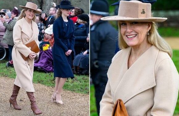 Countess of Wessex stands out in a jaunty wide-brimmed hat