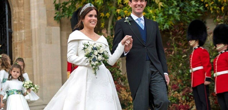 Eugenie wore a second wedding dress in daring colour