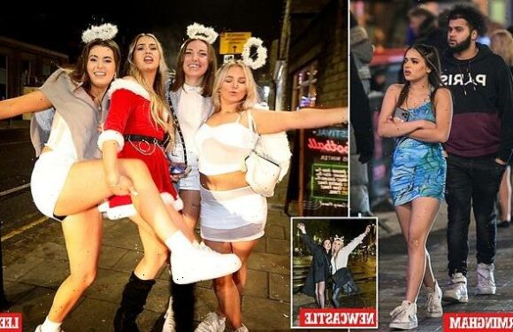Festive revellers brave freezing temperatures to hit the town