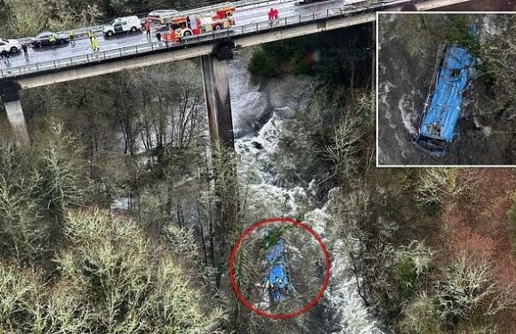 Four killed after bus plunges off bridge into Spanish river last night